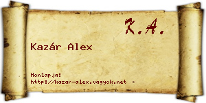 Kazár Alex névjegykártya