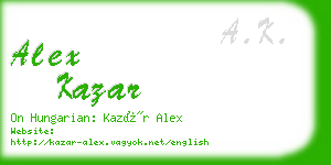 alex kazar business card